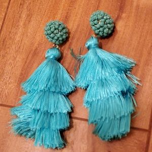 🆕️ NWT Aqua Tassel Statement Earrings